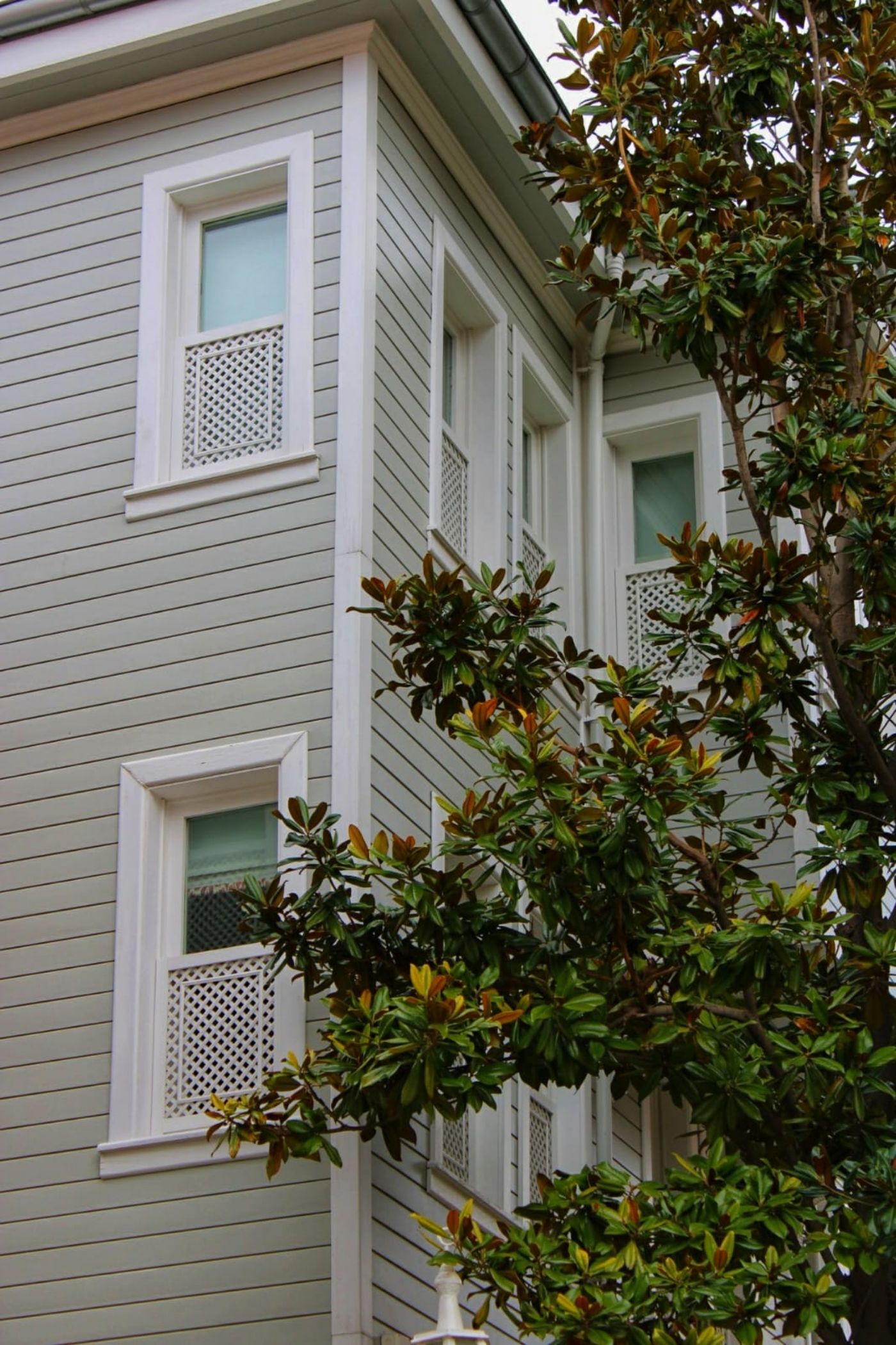 Freshly repainted white home exterior